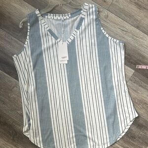 NWT Xieerduo top bohemian lightwieight XL striped blue white black sleeveless